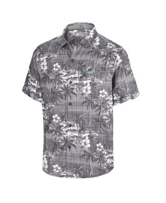 Men's Black Miami Dolphins Coconut Point Isla Palmetta Camp Button-Up Shirt