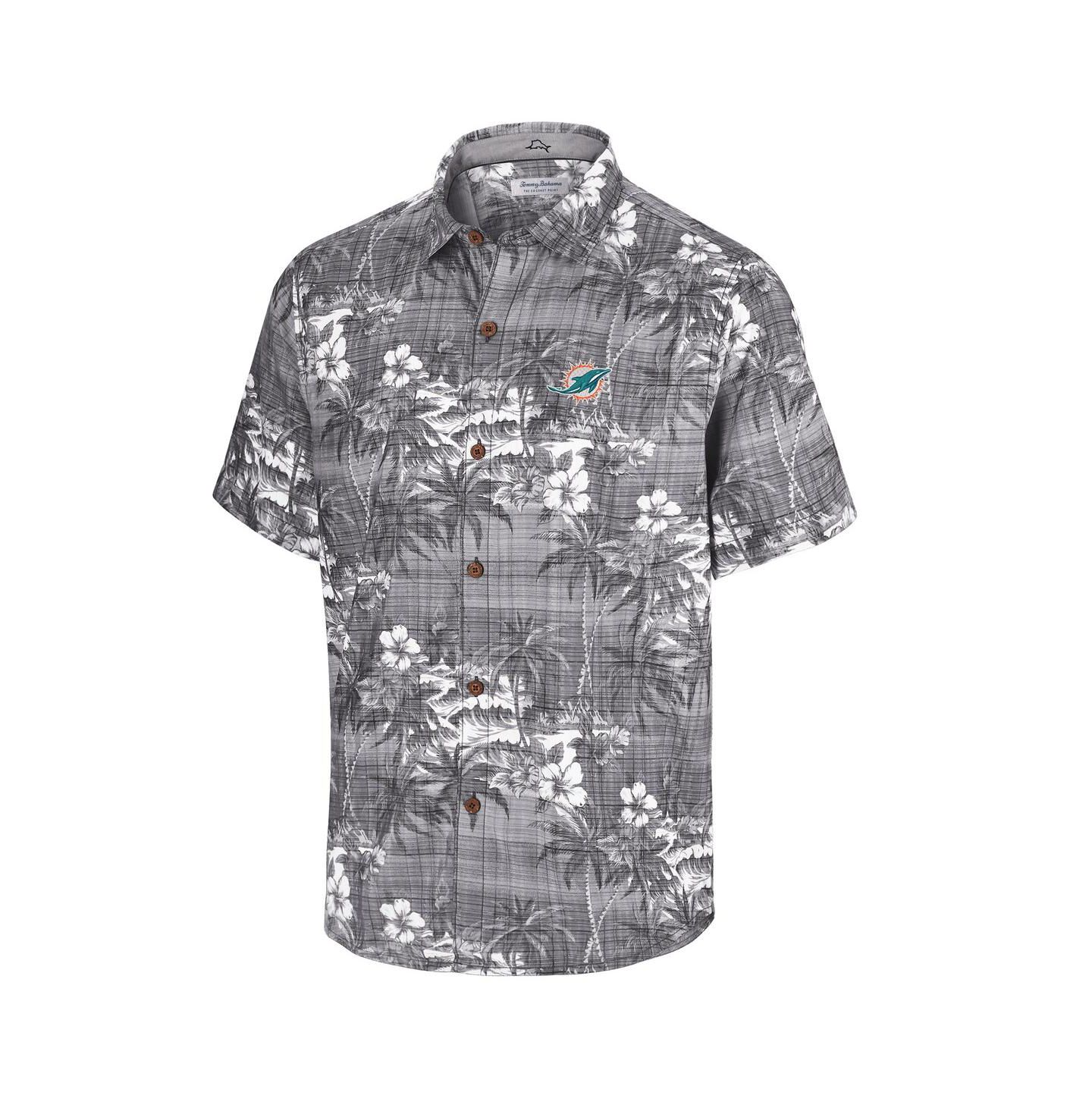 Мужская рубашка Tommy Bahama Black Miami Dolphins Coconut Point Isla Palmetta Camp Button-Up — фото 2