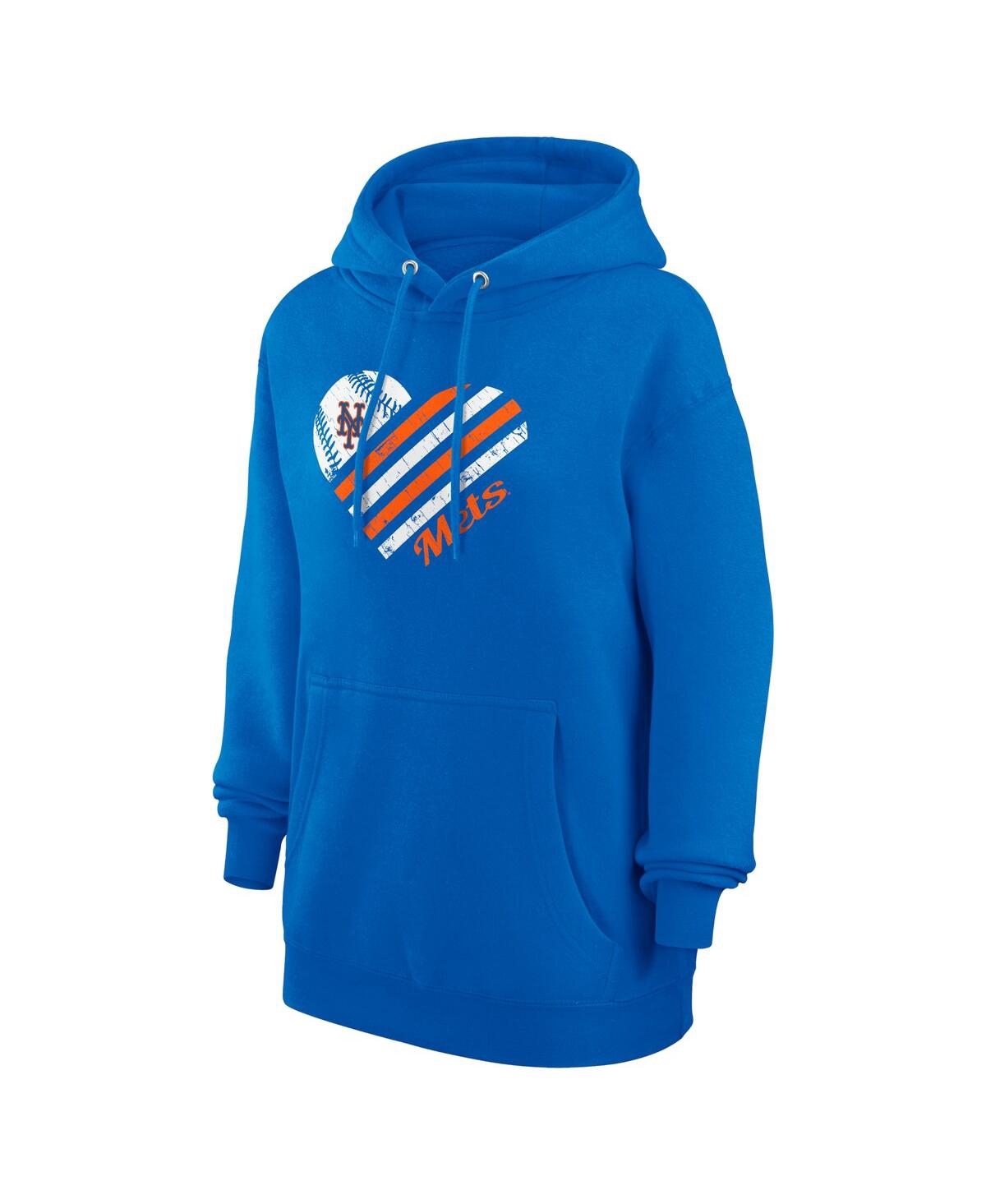 G-iii 4her By Carl Banks Women'sâ Royal New York Mets Heart Fleece Pullover Hoodie In Blue