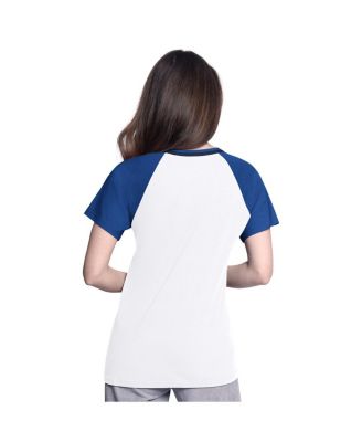 Women's&nbsp;White/Royal Toronto Blue Jays Ball Park Raglan V-Neck T-Shirt