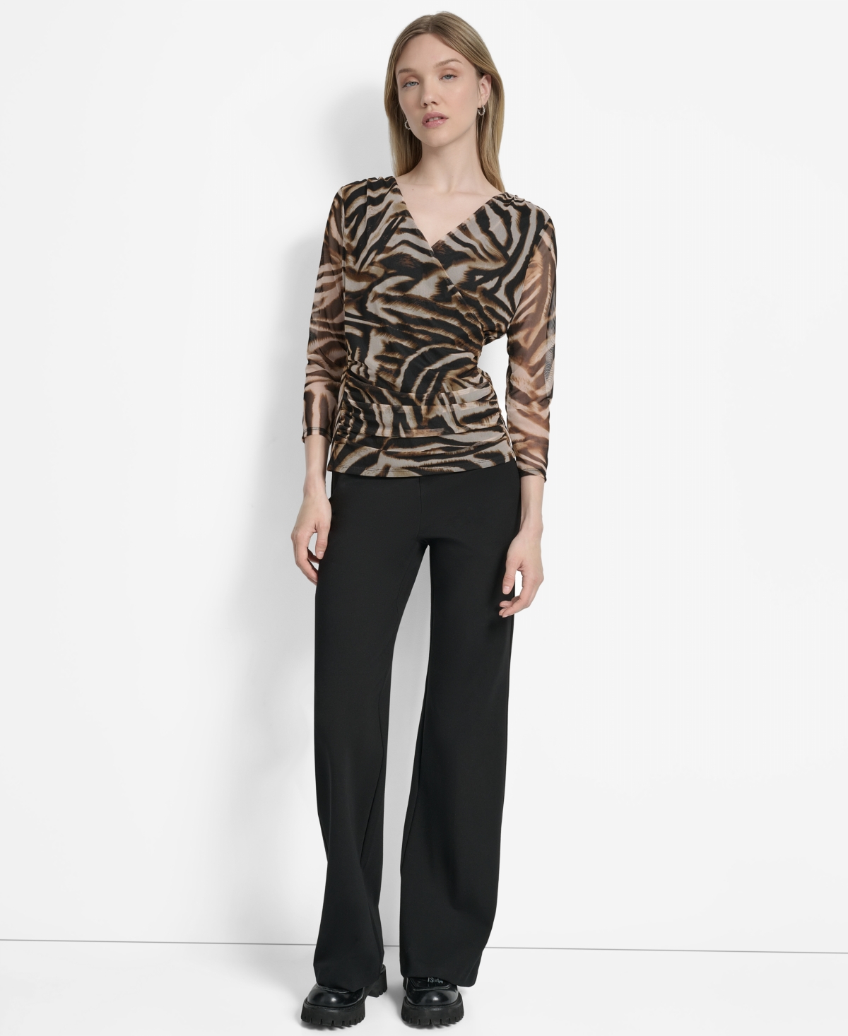 Dkny Surplice Mesh Top