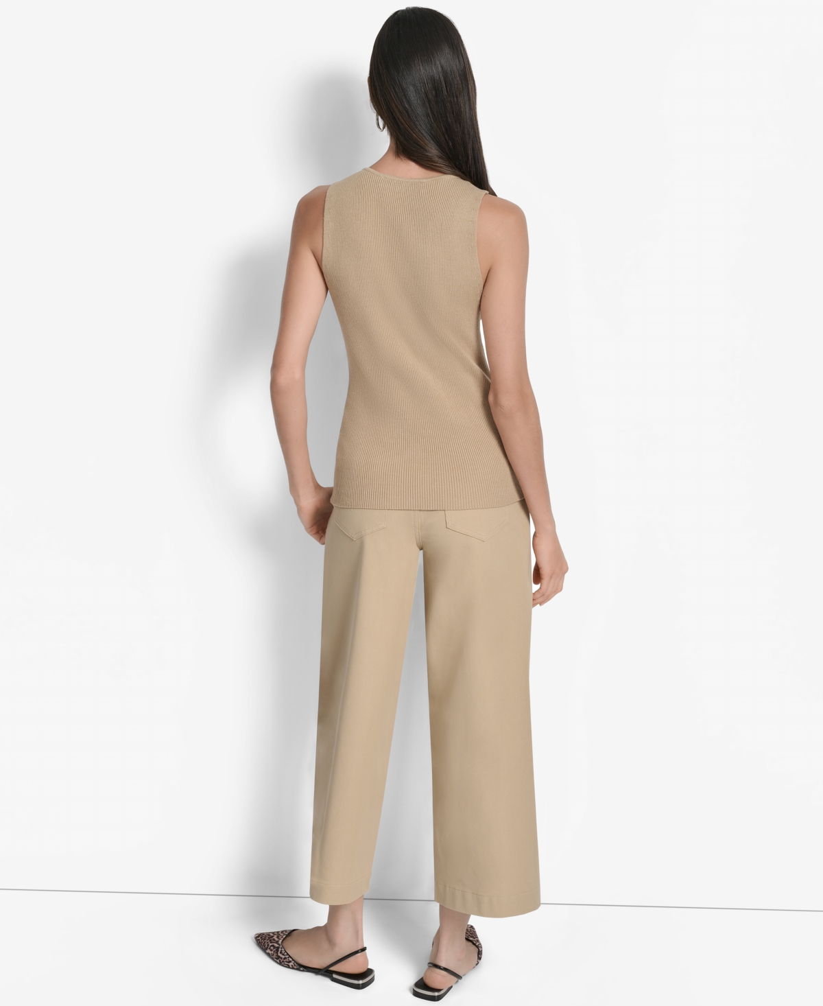 Dkny Two-way Zip Knit Vest In Brown