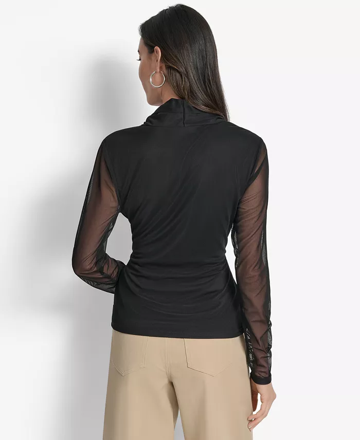 Women's Mesh V-Neck Long-Sleeve Top - thumbnail 5