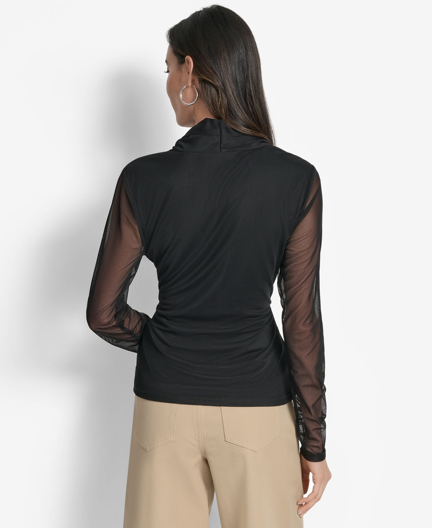 Women's Mesh V-Neck Long-Sleeve Top