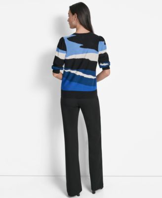 Women's Cotton Printed Elbow-Sleeve Sweater