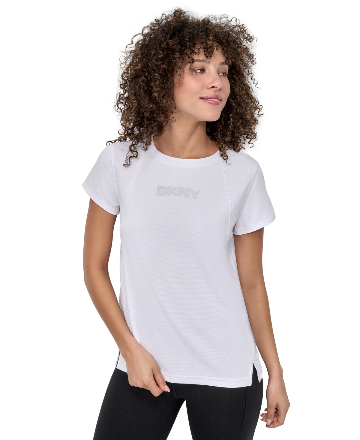 Dkny Sport Women's Tech Logo Raglan-sleeve T-shirt In White