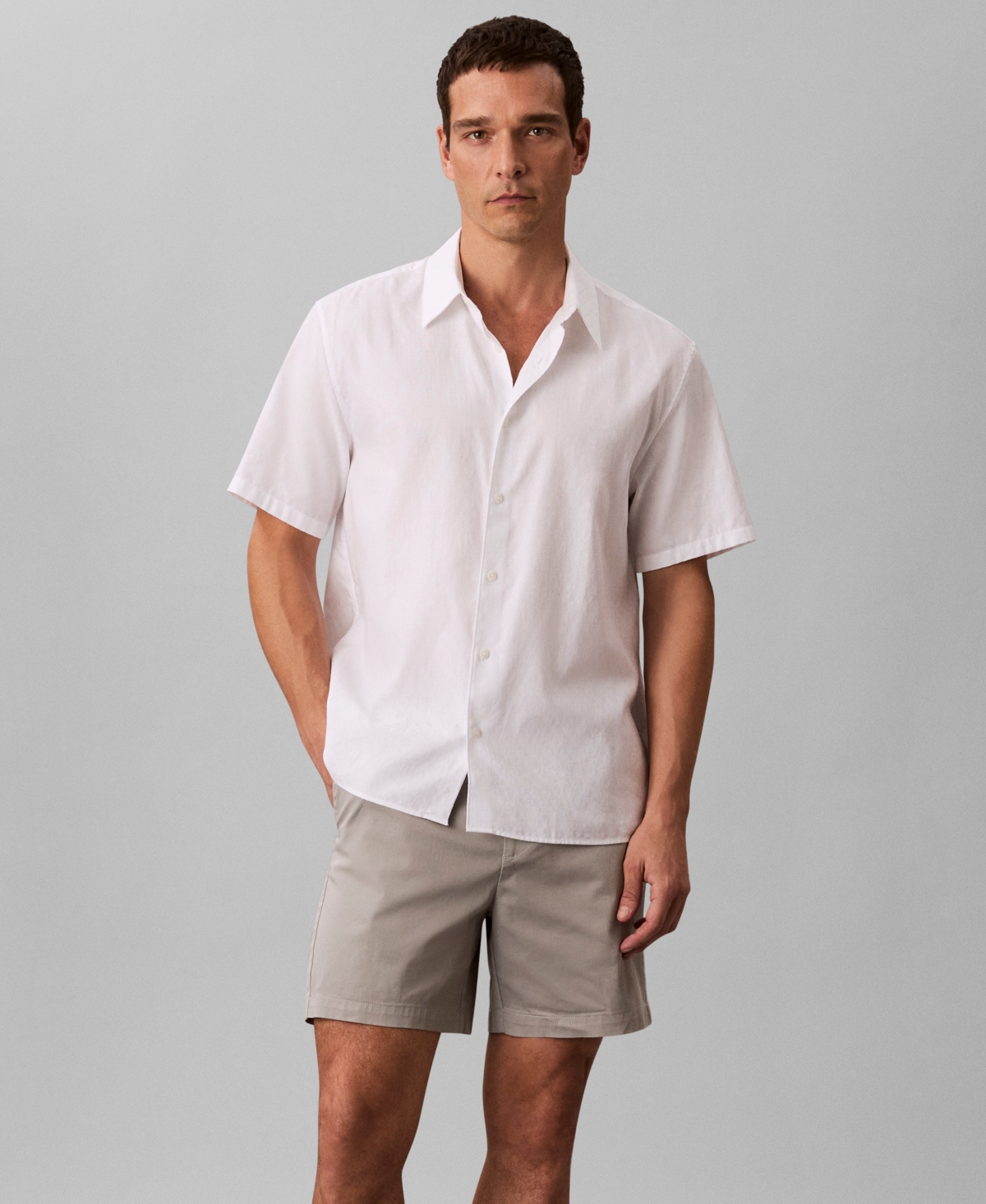 Calvin Klein Men's Brushed Cotton 7" Shorts In Brown