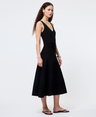 Women's V-Neck Fit & Flare Midi Dress 
