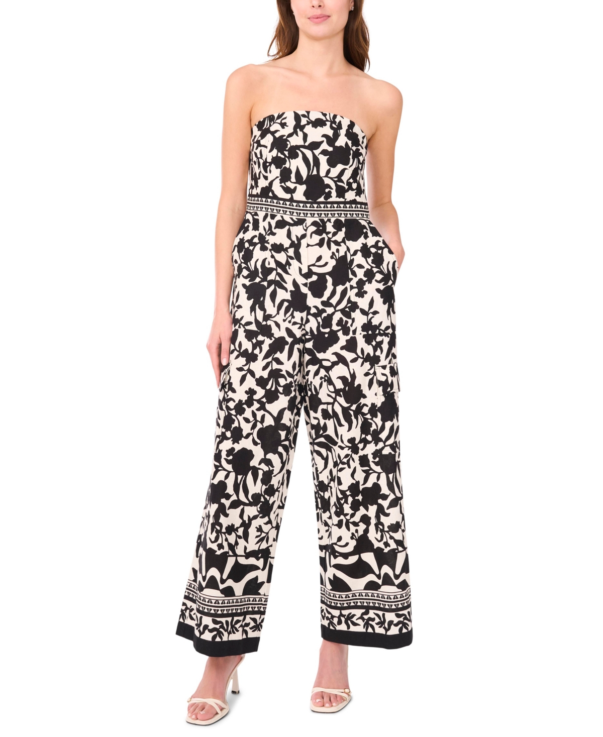 Women's Strapless Straight-Leg Jumpsuit - Rich Black