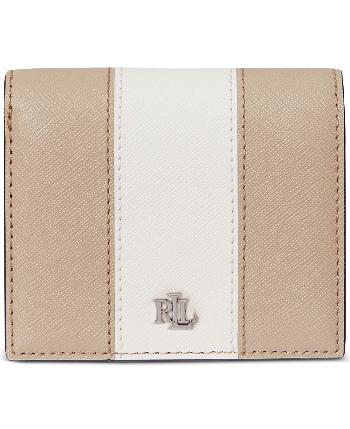 Crosshatch Leather Compact Wallet - Birch Tan/soft White