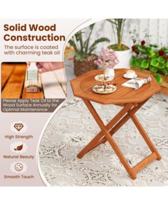 Folding Outdoor Patio Table Octagon Shape with Center Umbrella Hole