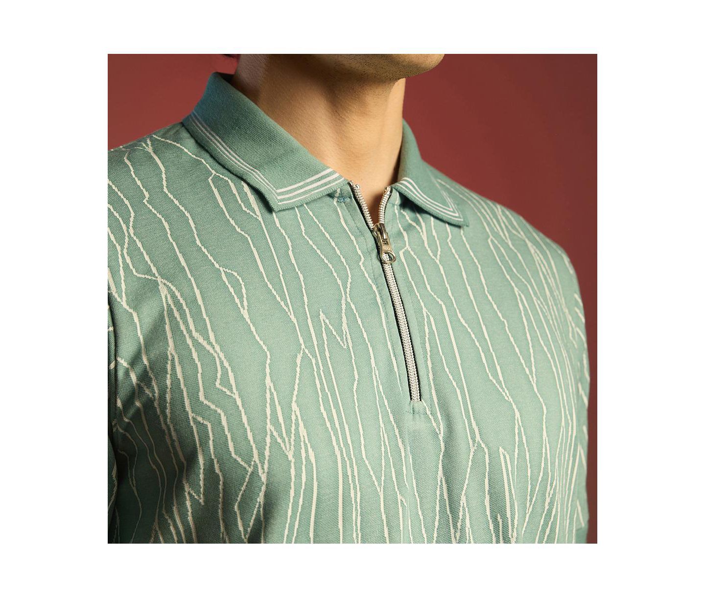Мужская футболка Cahoot Sea Green Crevice-Lined, цвет: Зелёный — фото 7
