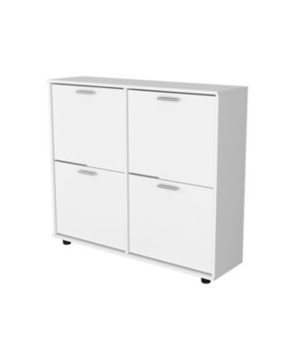 Nutrioso Tilt-Out Shoe Storage Cabinet with Multiple Compartments and Modern Desig, White