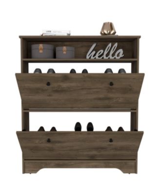 Wayne Shoe Rack 46" H, One Open Storage Shelf, Two Internal Storage Drawers, Two Doors