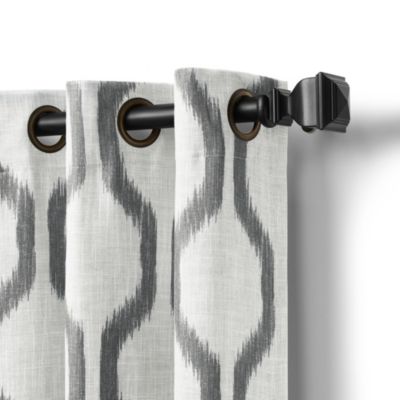 Renzo Ikat Geometric Linen Room Darkening Window Curtain