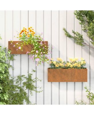 Wall Planter Set of 2 Rusty Corten Steel Medium