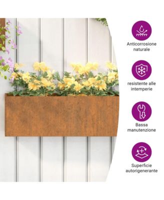 Wall Planter Set of 2 Rusty Corten Steel Medium