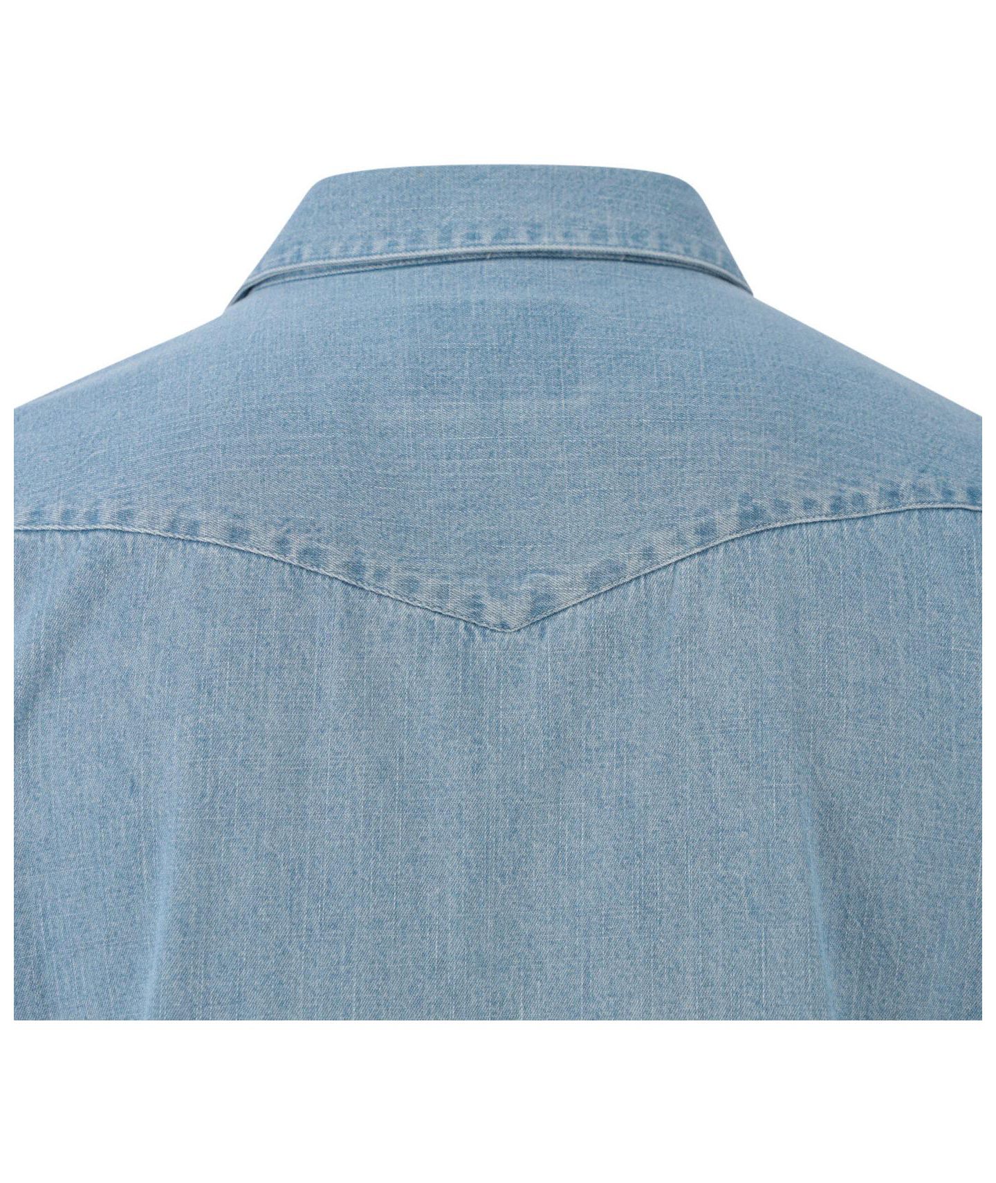 Мужская рубашка Thorogood Big & Tall Western Short Sleeve Snap Up, цвет: Выбеленный джинсовый — фото 5