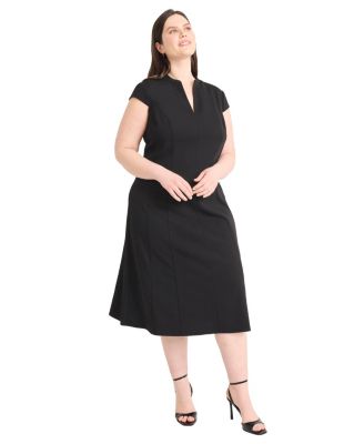 Plus Size Cap Sleeve A-Line Dress