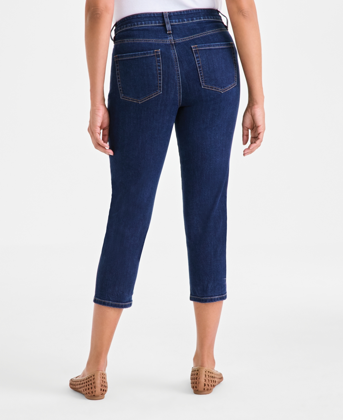 Women's Mid-Rise Straight Leg Ankle Jeans, Exclusively at Macy's - Deep Black