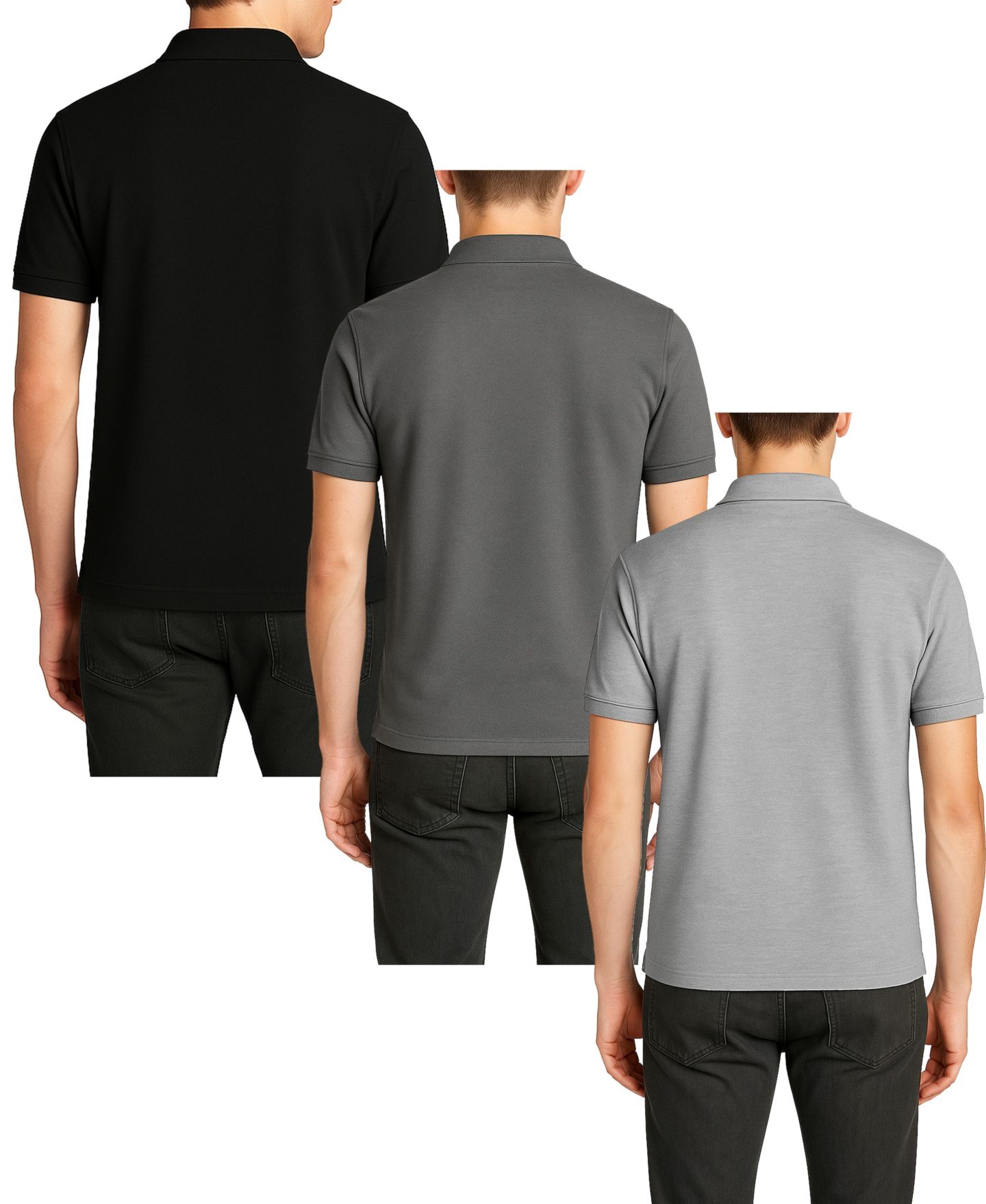 Мужские поло Galaxy By Harvic 3-Pack Polo Avenue Short Sleeve Pique Polo Shirt, цвет: Чёрный / Графитовый — фото 3