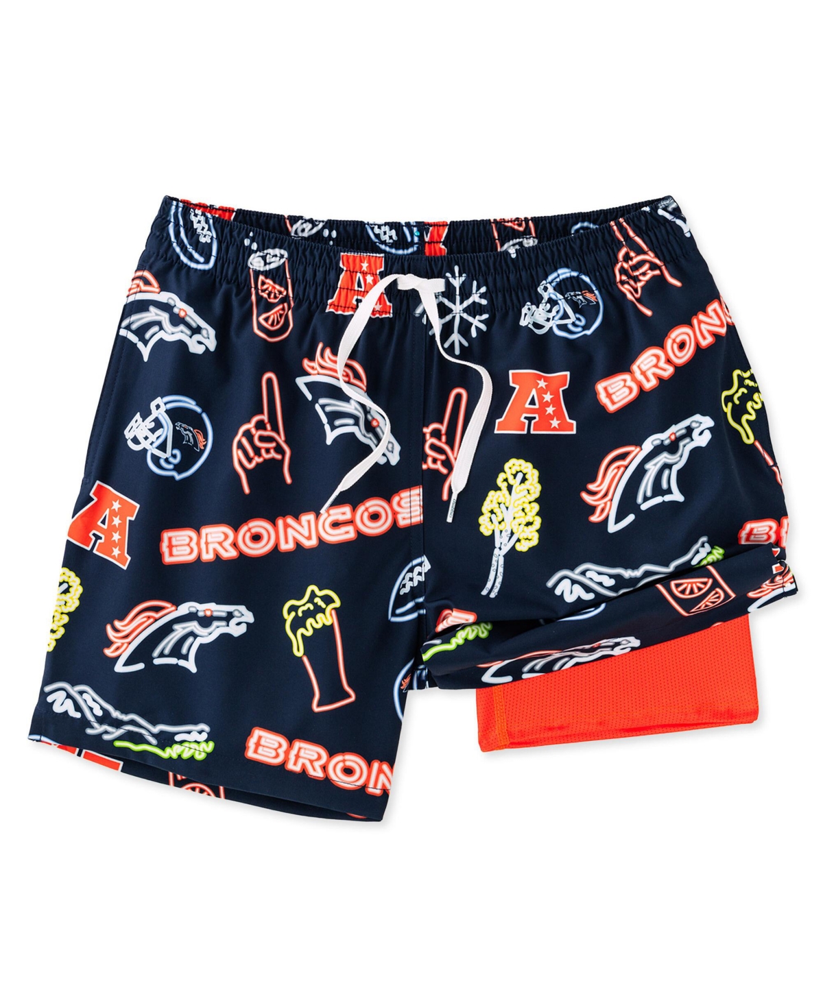 Men's 5.5" Navy Denver Broncos The Neon Lined Classic Swim Trunks - Navy