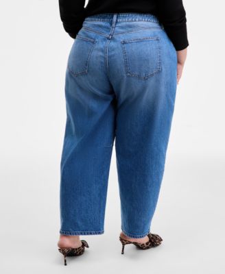 Trendy Plus High-Rise Cropped Barrel-Leg Jeans, Macy's Exclusive