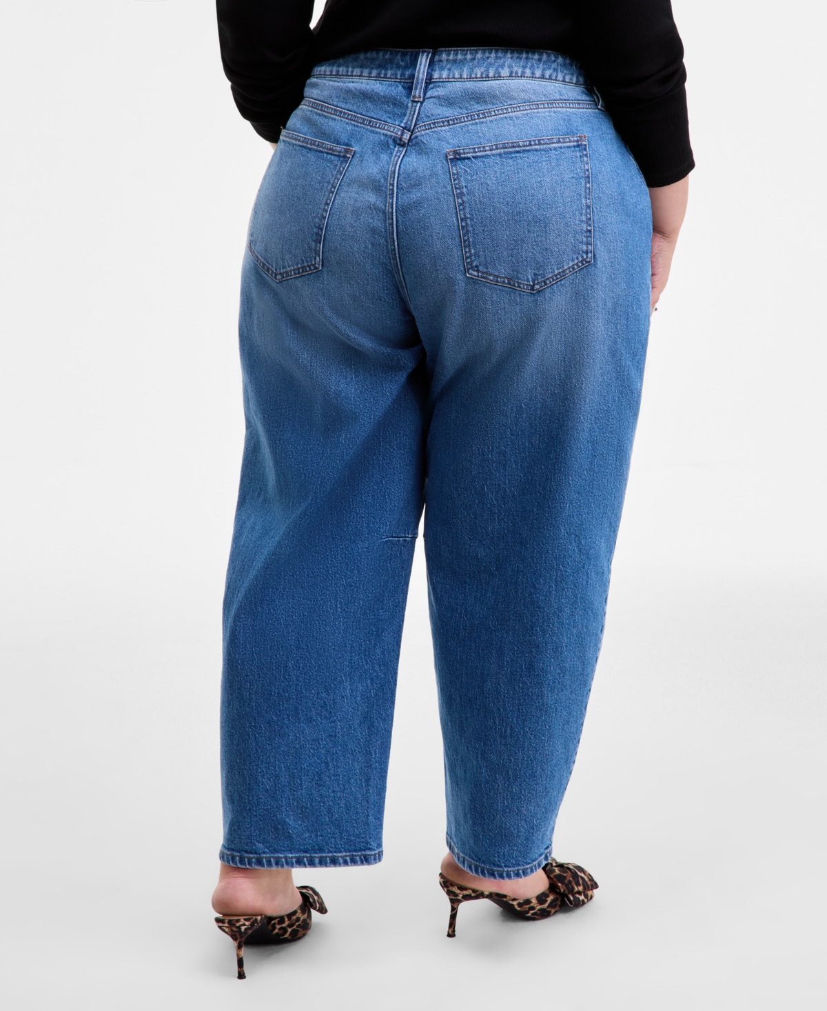 On 34th Trendy Plus High-rise Cropped Barrel-leg Jeans, Macy's Exclusive In Blue