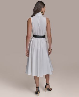 【Donna Karan New York】 Tie-Waist Shirtdress Donna Karan New York Plus Printed Tie-Waist Shirt Dress