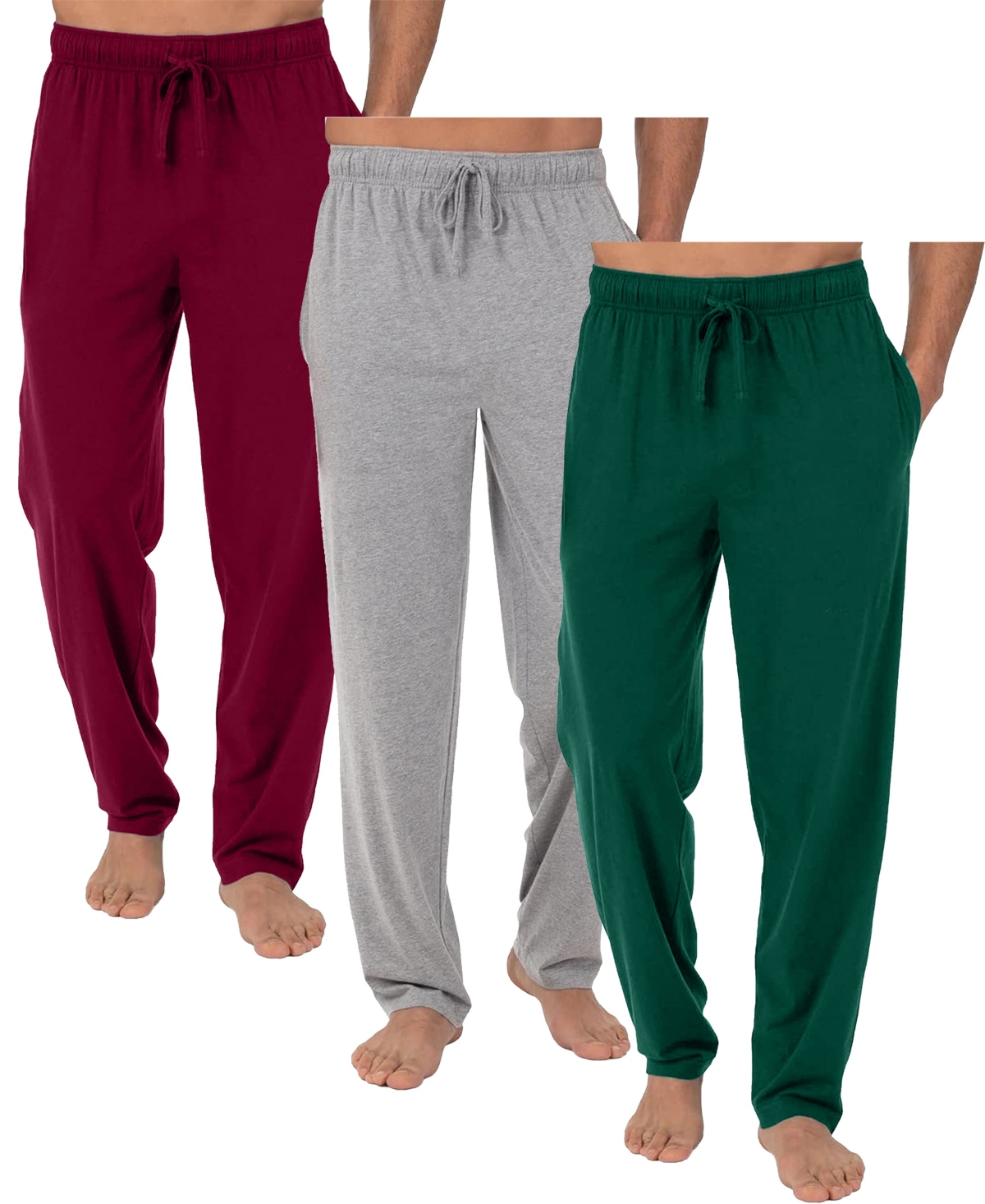 Men's 3-Pack Modern Fit Classic Lounge Pants - Black, Charcoal, Heather gray