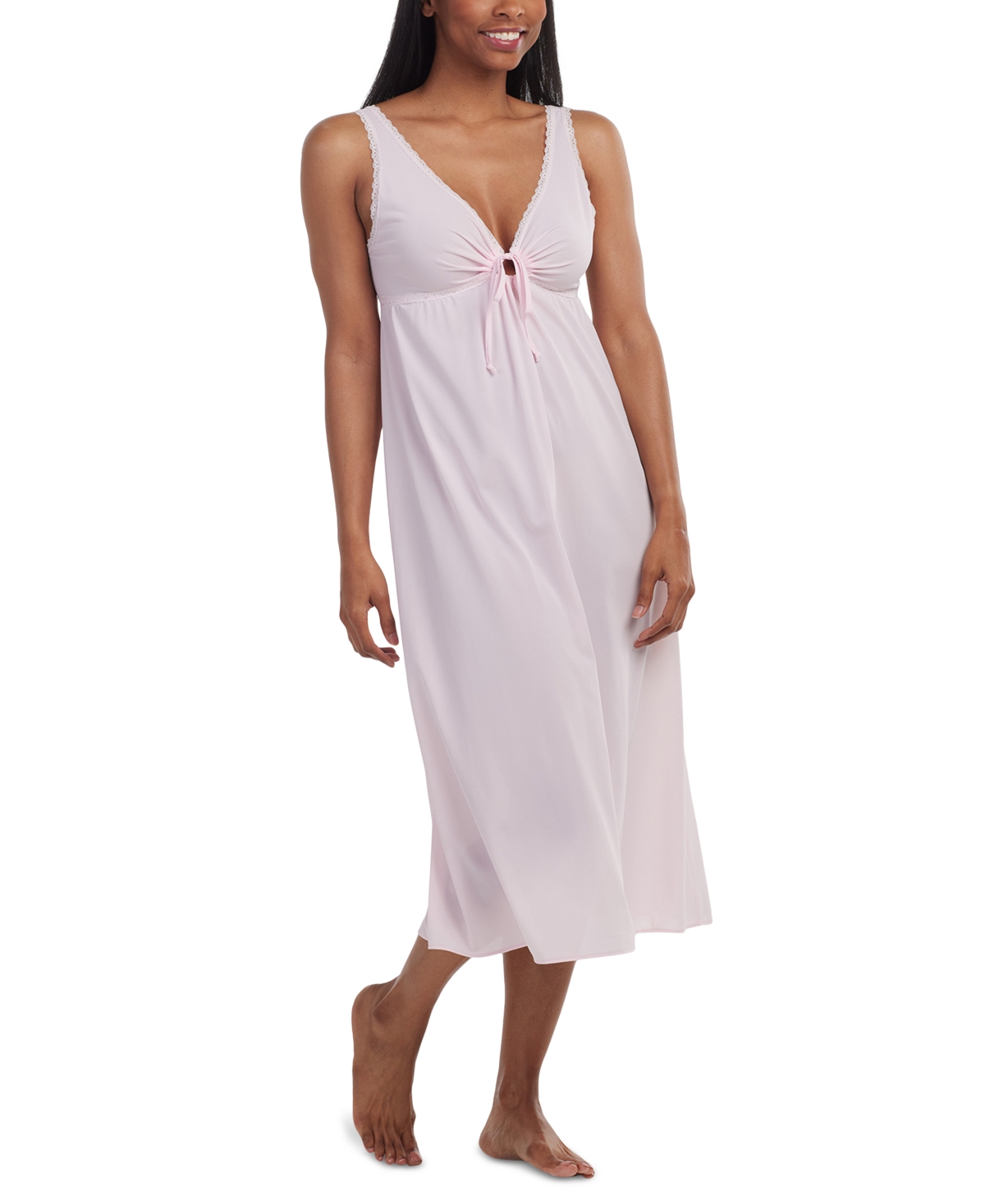 Women's Sleeveless Keyhole Nightgown - Pink