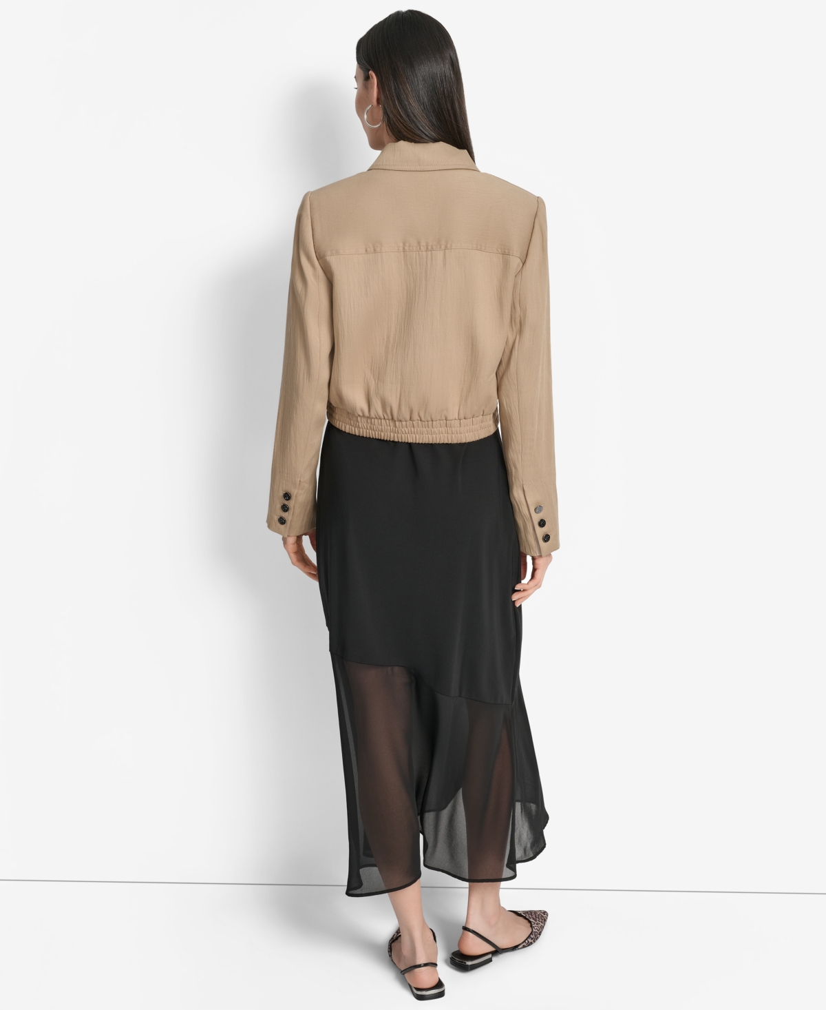 Dkny Crop Blazer In Brown