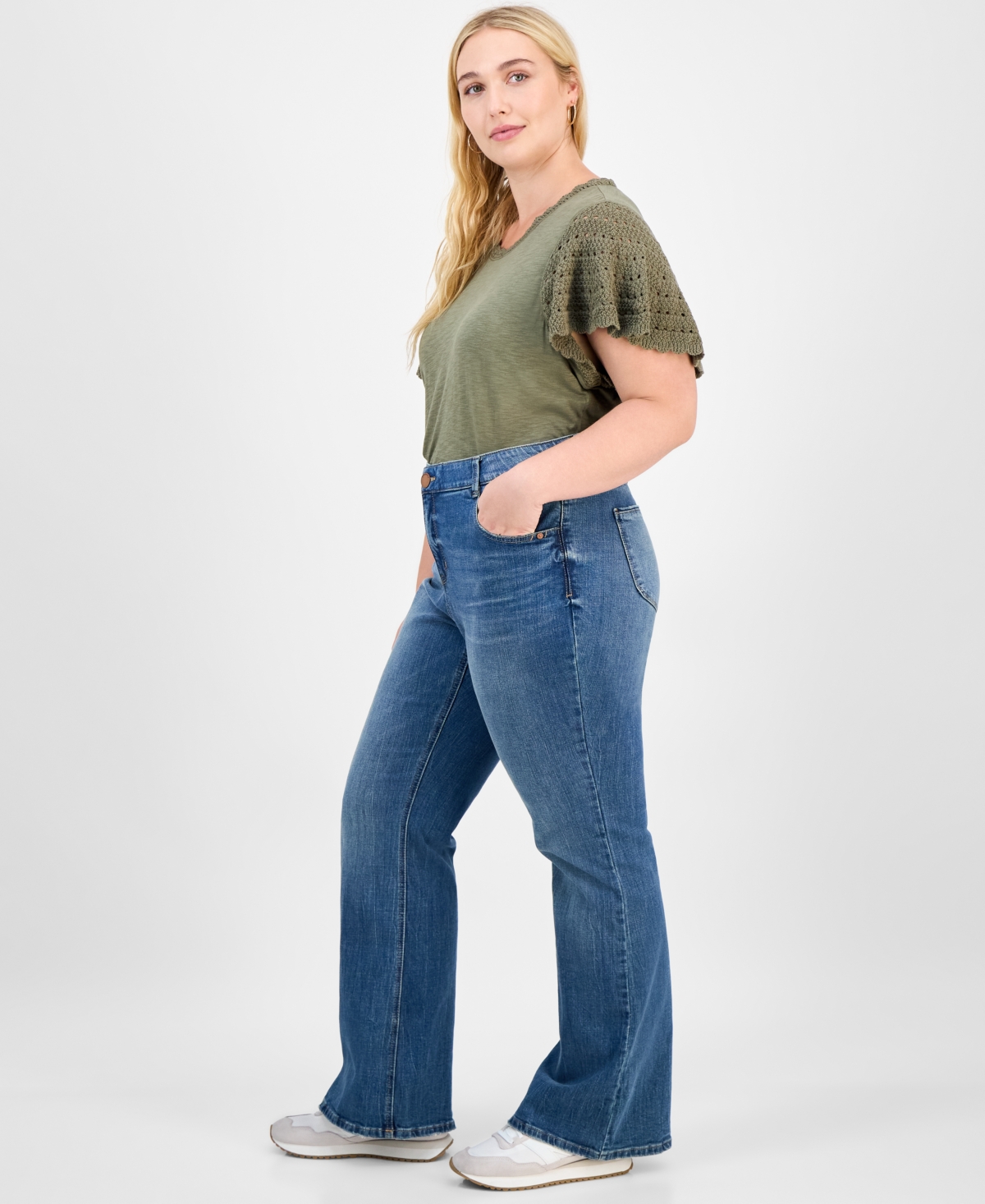 Democracy Trendy Plus "ab"solution High-rise Flared Jeans In Blue