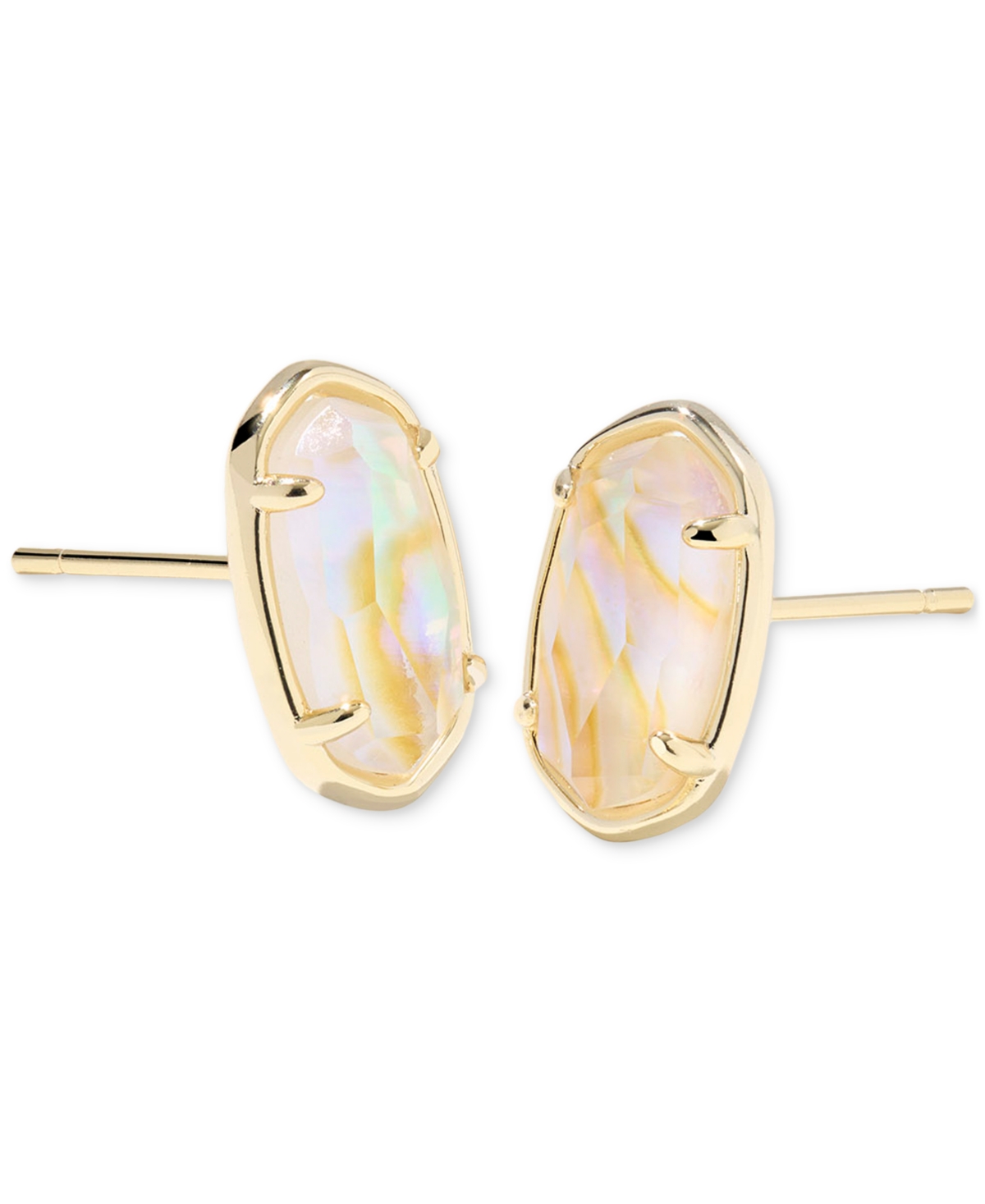 Kendra Scott Drusy Stone Oval-shape Button Earrings In Gold