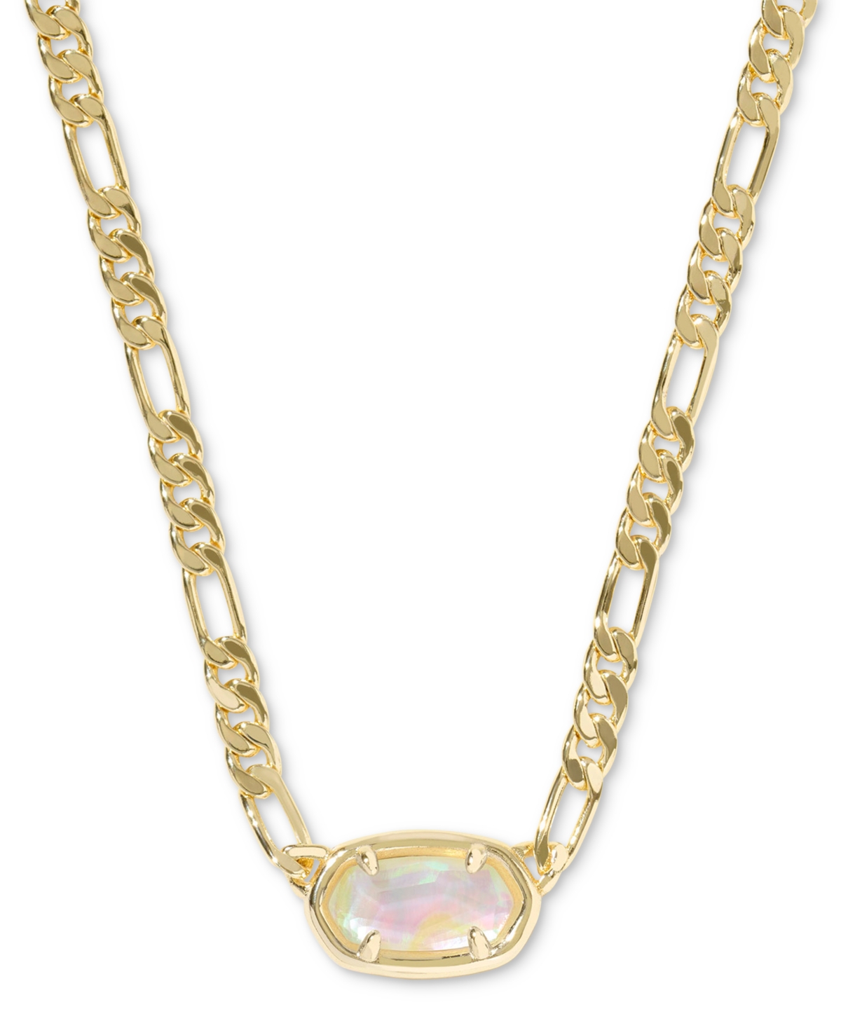 Gold-Tone Elisa Figaro Chain Short Pendant Necklace, 16" + 3" extender - Deep Aqua Illusion
