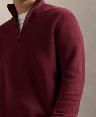 Men's Mesh-Knit Cotton Quarter-Zip Sweater