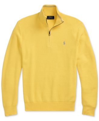 Men's Mesh-Knit Cotton Quarter-Zip Sweater