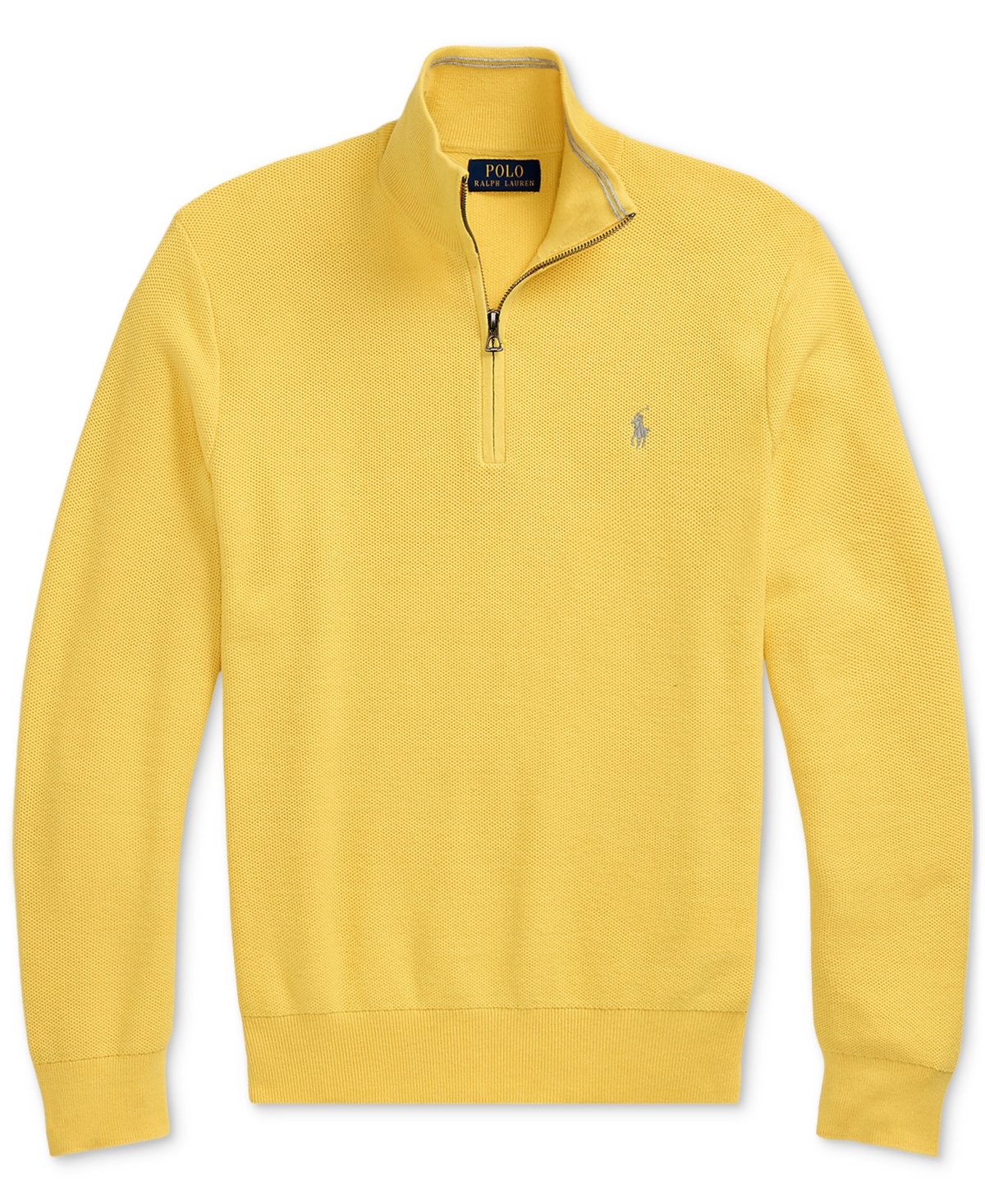 Polo Ralph Lauren Men's Mesh-knit Cotton Quarter-zip Sweater In Yellow