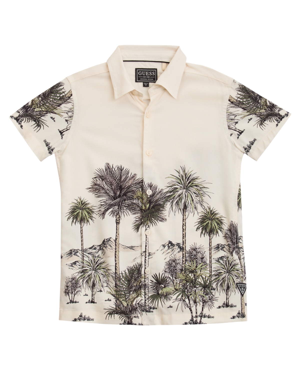 Guess Kids' Big Boys Short Sleeve Button Down Shirt In Neutral