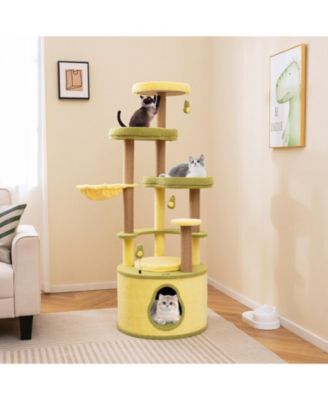 Large Avocado Cat Tree Multi-level Cat Tower with Private Condo