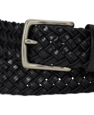 Men's Leather & Braided Cord Woven Belt