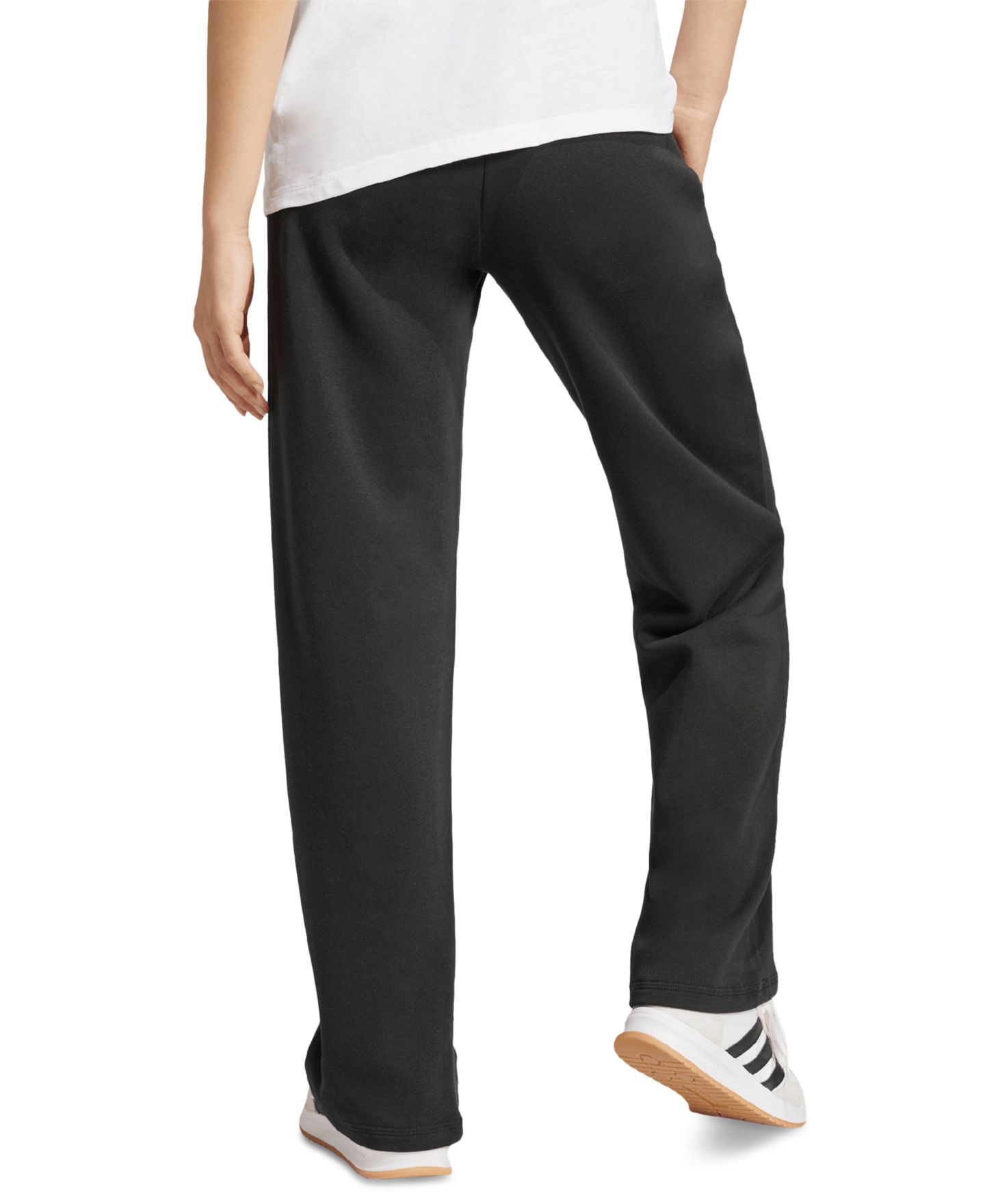 Женские брюки adidas Essentials Small Logo Feel Cozy Open Hem, цвет: Чёрный / Белый — фото 5