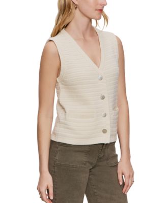 Women's Textured Button-Front Sweater Vest