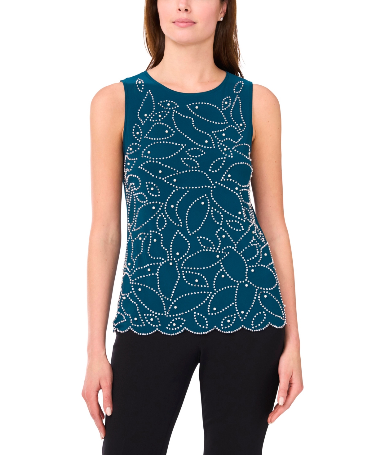 Women's Scalloped-Hem Tank Top - Neo Emerald