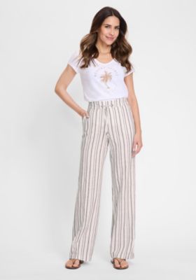 Women's Cotton Linen Striped Pant