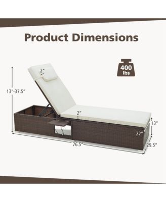 Chaise Lounge w/ 6-level Backrest Comfy Seat & Headrest Backyard Patio