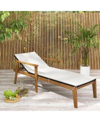 Outdoor Chaise Lounge Chair w/ Armrests & 4-Level Backrest Adjustment