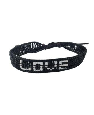 Black & White Love Beaded Bracelet – Handmade with Purpose