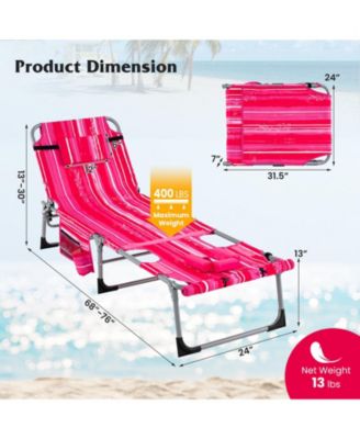 5 Position Folding Chaise Lounge Chair for Outdoor Patio Pool or Garden Relaxation