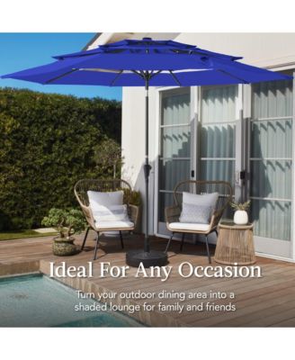 10ft 3-Tier Patio Umbrella, Market Sun Shade w/ Tilt Adjustment, Easy Crank